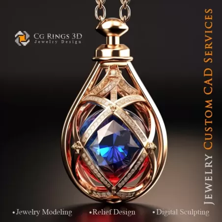 Hourglass Pendant - Jewelry 3D