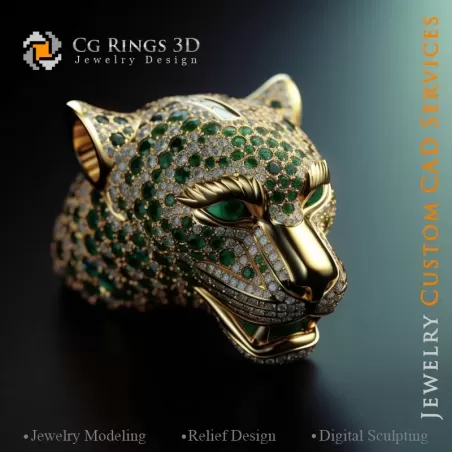 Panthere Pendant with Emeralds - Jewelry 3D