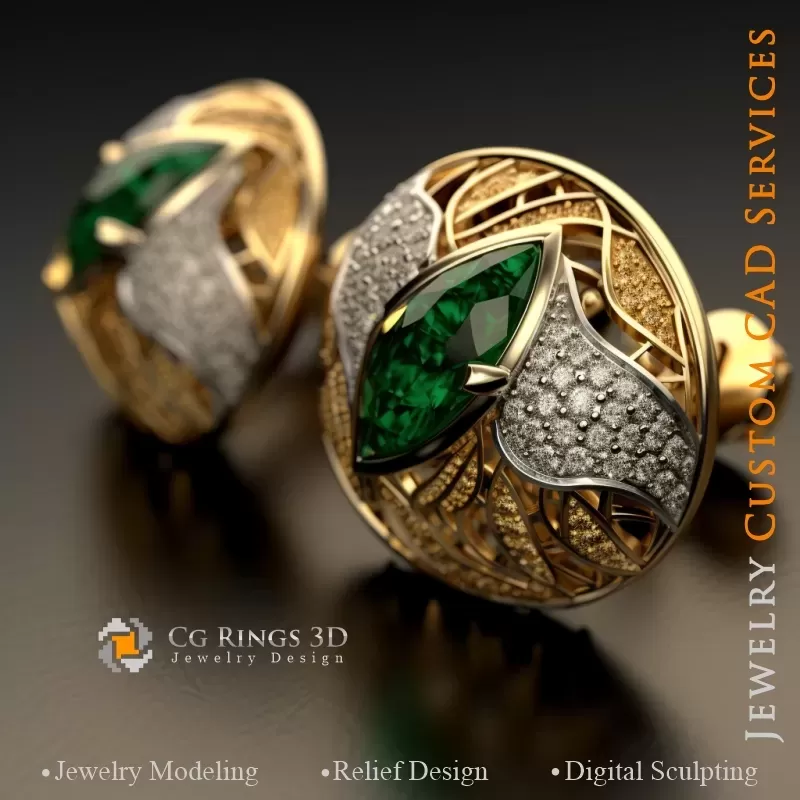 Gemelos Hoja - Joyería 3D