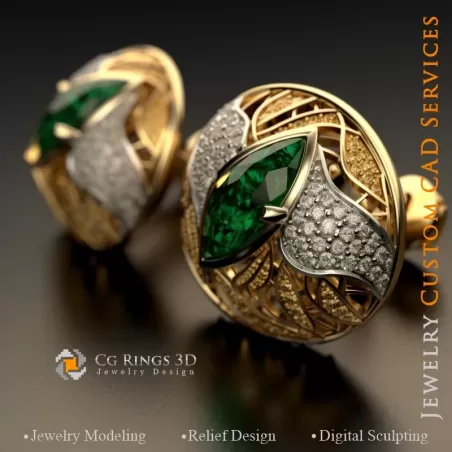 Gemelos Hoja - Joyería 3D