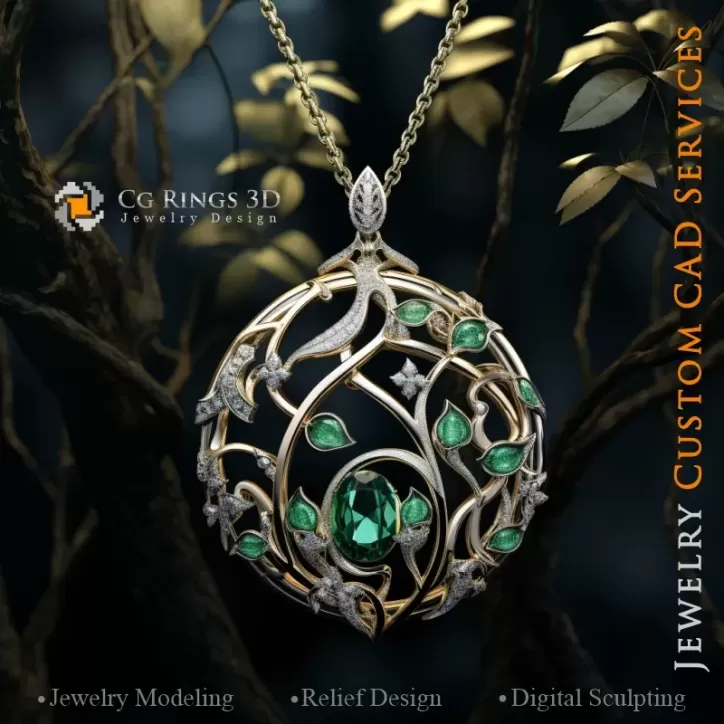 Pendentif Arbre - Bijoux 3D
