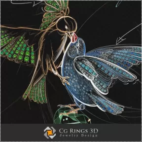 Schmuckdesign (Digital) - Vogel-Anhänger-Skizze