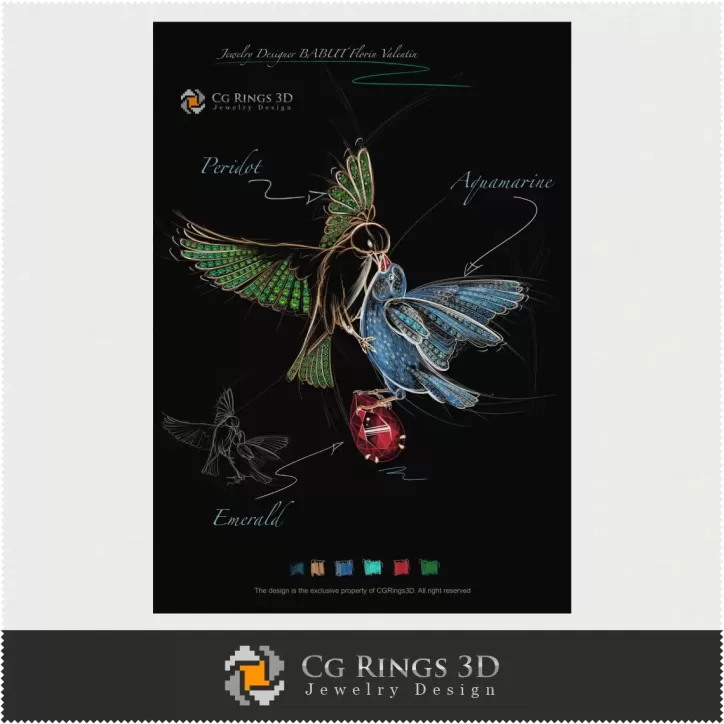 Design Gioielli (Digitale) - Schizzo Pendente Uccelli