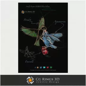 Jewelry Design (Digital) - Birds Pendant Sketch