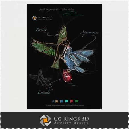 Schmuckdesign (Digital) - Vogel-Anhänger-Skizze