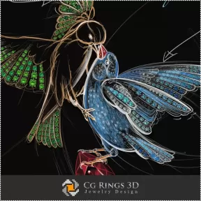 Diseño de joyería (Digital) - Boceto de colgante de aves