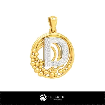 3D Collection of Pendants with Initials Home, Jewelry 3D CAD, Jewelry Collections 3D CAD 