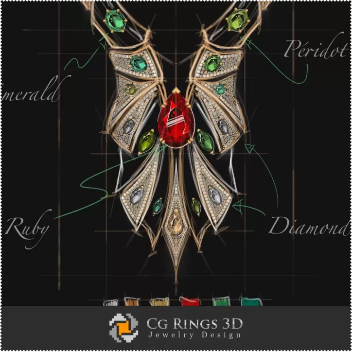 Schmuckdesign (Digital) – Halskette Skizze