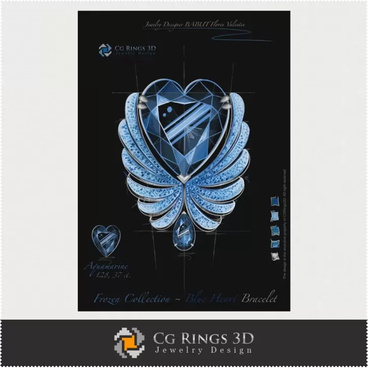 "Frozen" Pulsera de Corazón Azul - Diseño de Joyería (Digital)