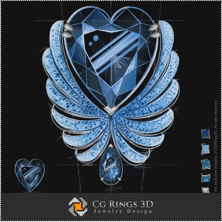 "Frozen" Blaues Herz-Armband - Schmuckdesign (Digital)