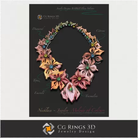 Halskette - Melodie der Farben Schmuck - Digitales Schmuckdesign