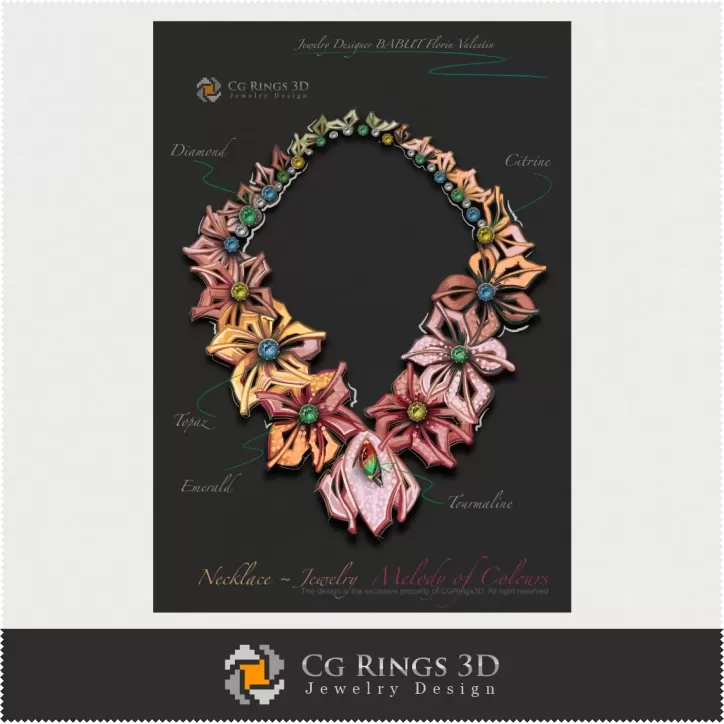 Halskette - Melodie der Farben Schmuck - Digitales Schmuckdesign