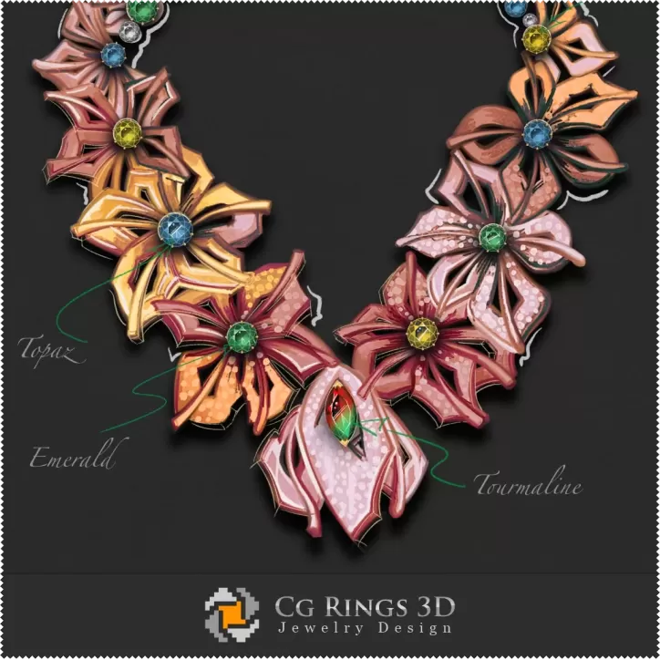 Halskette - Melodie der Farben Schmuck - Digitales Schmuckdesign