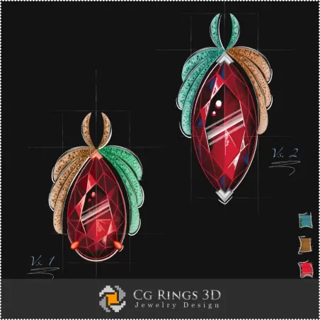 Pendant Sketch (Digital) - Jewelry Design