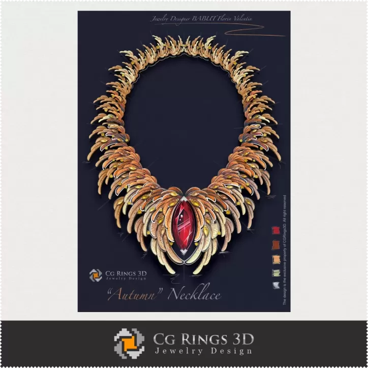 Collar ,,Otoño,, - Diseño Digital de Joyería