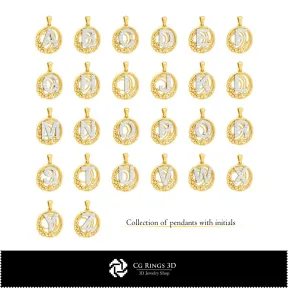3D Collection of Pendants with Initials Home, Bijoux 3D CAO, Collection Bijoux 3D CAO