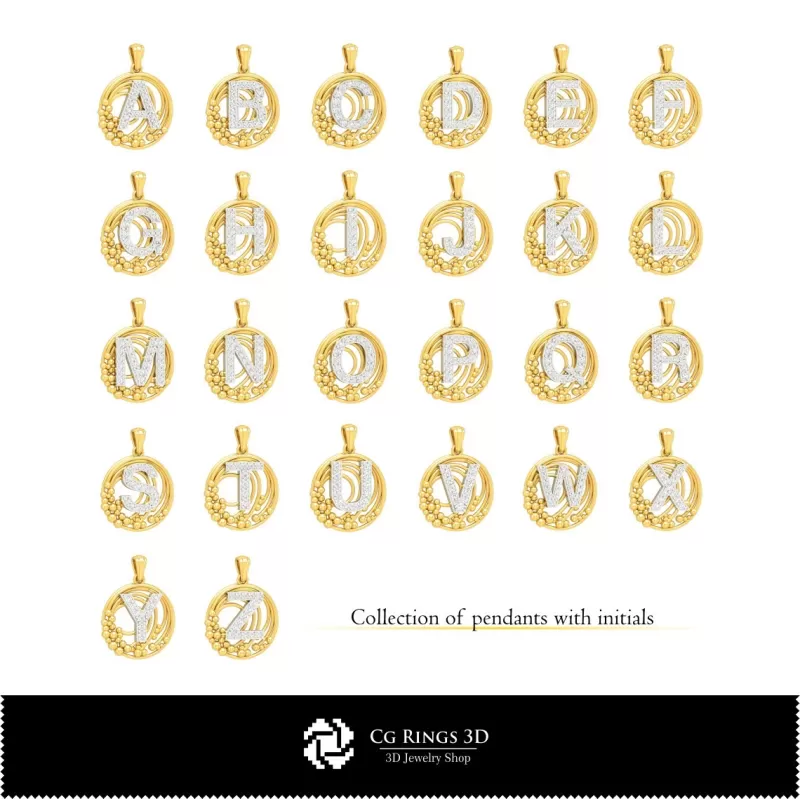 带首字母的吊坠 3D 系列