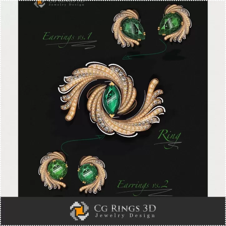 Anello, Orecchini - Design di Gioielli (Digitale) Anello, Orecchini - Design di Gioielli (Digitale)