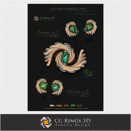 Ring, Ohrringe - Schmuckdesign (Digital)