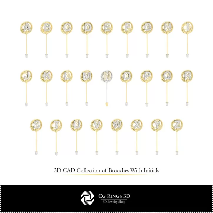 Collection 3D de broches avec initiales