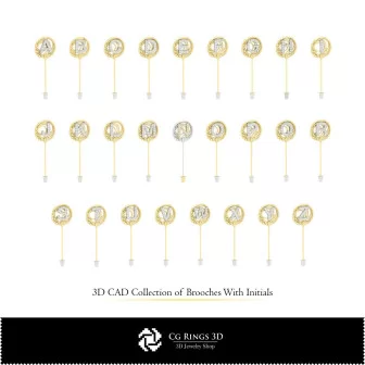 3D-Kollektion von Broschen mit Initialen Zuhause, Schmuck 3D-CAD, Schmuckkollektionen 3D-CAD