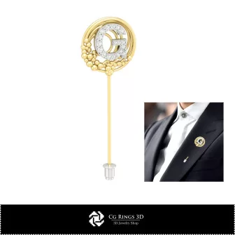 Colección 3D de Broches con Iniciales Home, Joyería CAD 3D, Colecciones de Joyería CAD 3D