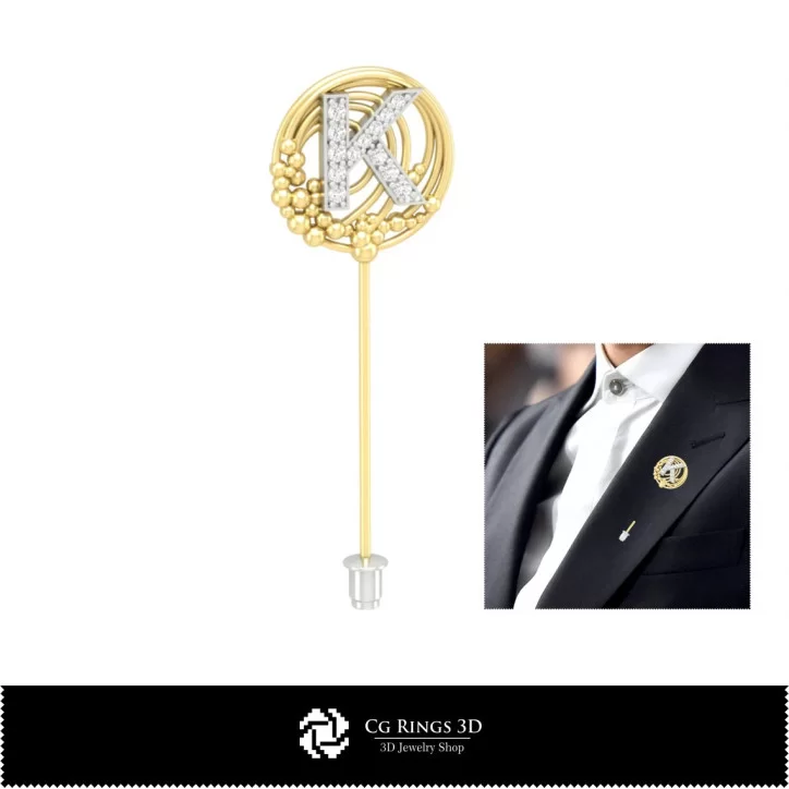 3D Collection of Brooches with Initials