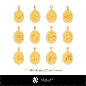 3D Collection of Zodiac Pendants Home,  Jewelry 3D CAD,  Jewelry Collections 3D CAD 