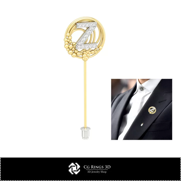 3D Collection of Brooches with Initials