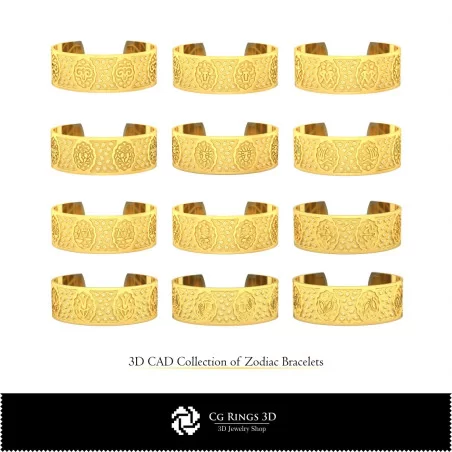 Colección 3D de Pulseras del Zodiaco Home, Joyería CAD 3D, Pulseras CAD 3D, Colecciones de Joyería CAD 3D, Pulseras del Zodiaco