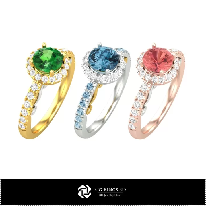 Gemstone Rings - Jewelry 3D CAD Gemstone Rings - Jewelry 3D CAD