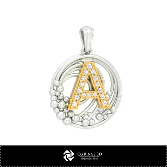 Pendentif 3D avec lettre A pour la maison, bijou CAD 3D, pendentifs CAD 3D, bijou vintage CAD 3D, pendentifs lettres 3D,