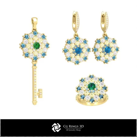 Gioielleria-Set di gioielli CAD 3D Gioielleria CAD 3D, Anelli CAD 3D, Pendenti CAD 3D, Orecchini CAD 3D, Set di gioielli CAD