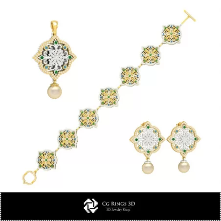 Jewelry-Jewelry Set 3D CAD Jewelry 3D CAD, Jewelry Sets 3D CAD 