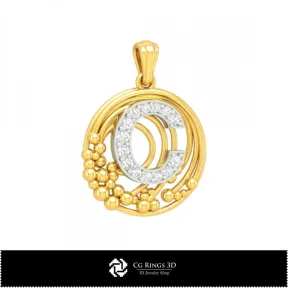 3D Pendant With Letter C Home,  Jewelry 3D CAD, Pendants 3D CAD , Vintage Jewelry 3D CAD , 3D Letter Pendants, 3D Ball Pendants,