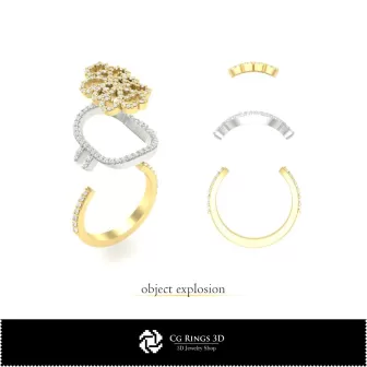 Joyería-Conjunto de joyería CAD 3D, Joyería CAD 3D, Anillos CAD 3D, Colgantes CAD 3D, Conjuntos de joyería CAD 3D, Anillos de