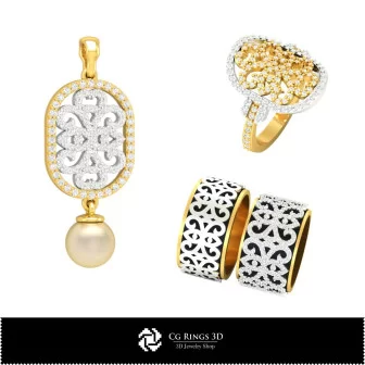 Schmuck-Schmuckset 3D-CAD Schmuck 3D-CAD, Schmucksets 3D-CAD