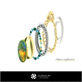Bijoux - Ensemble de bijoux CAO 3D, CAO 3D de bijoux, CAO 3D d'anneaux, CAO 3D de pendentifs, CAO 3D d'ensembles de bijoux,