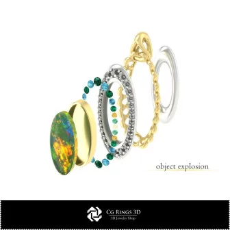 Schmuck-Schmuckset 3D-CAD Schmuck 3D-CAD, Ringe 3D-CAD, Anhänger 3D-CAD, Schmucksets 3D-CAD, Opalringe 3D, 3D-Opal-Anhänger