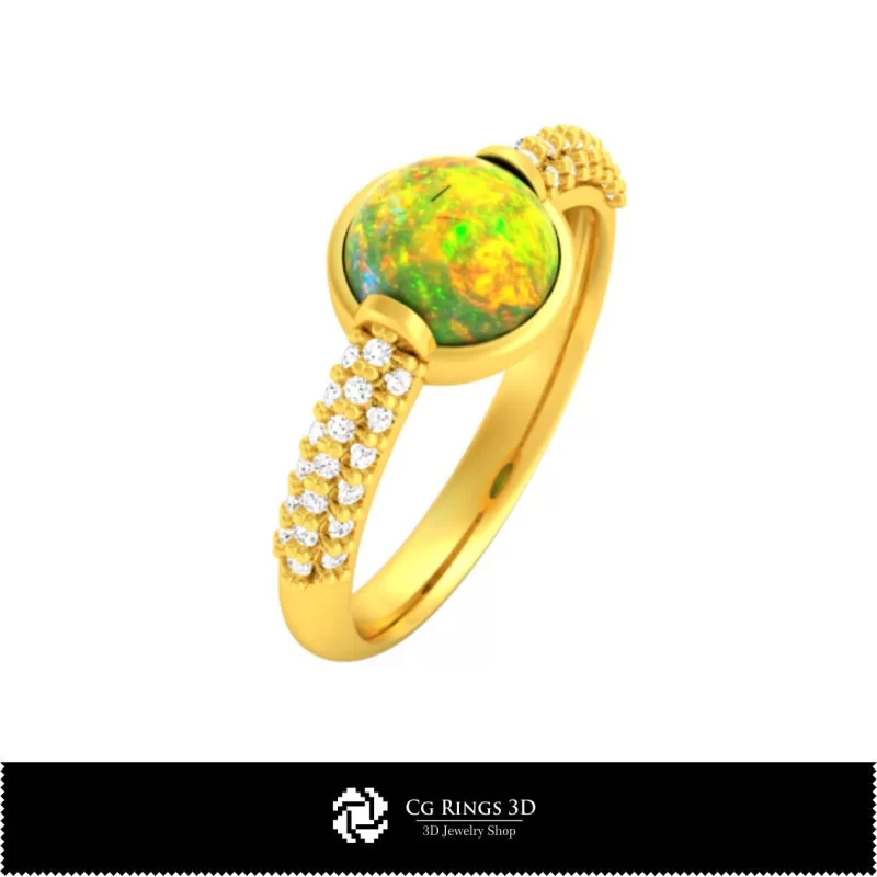 3D Ring With Opal Home, Bijoux 3D CAO, Anneaux 3D CAO, Anneaux D`Opale 3D 