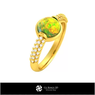 3D Ring With Opal Home, Bijuterii 3D , Inele 3D CAD, Inele cu Opal 3D 