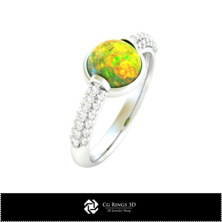 3D Ring With Opal