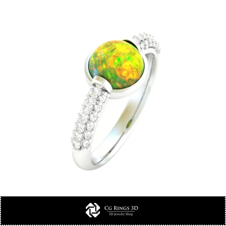 Bague 3D avec opale