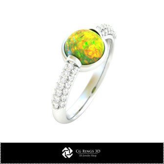 3D Ring With Opal Home, Bijoux 3D CAO, Anneaux 3D CAO, Anneaux  D`Opale 3D 