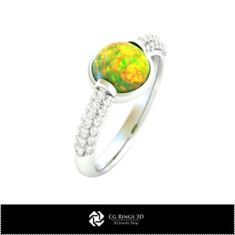 3D Ring With Opal Home,  Jewelry 3D CAD, Rings 3D CAD , Opal Rings 3D