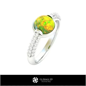 3D Ring With Opal Home, Jewelry 3D CAD, Rings 3D CAD , Opal Rings 3D