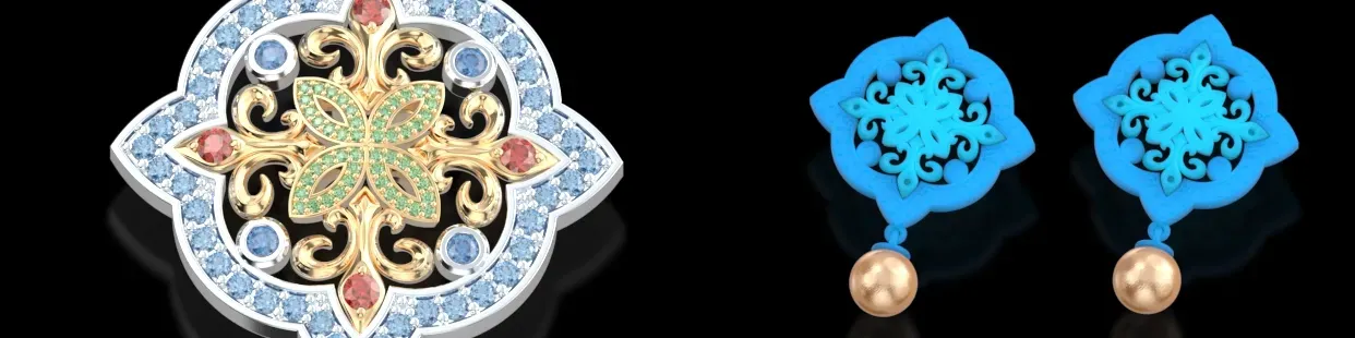 3D 花卉耳环 CAD 模型 – 自然灵感珠宝设计