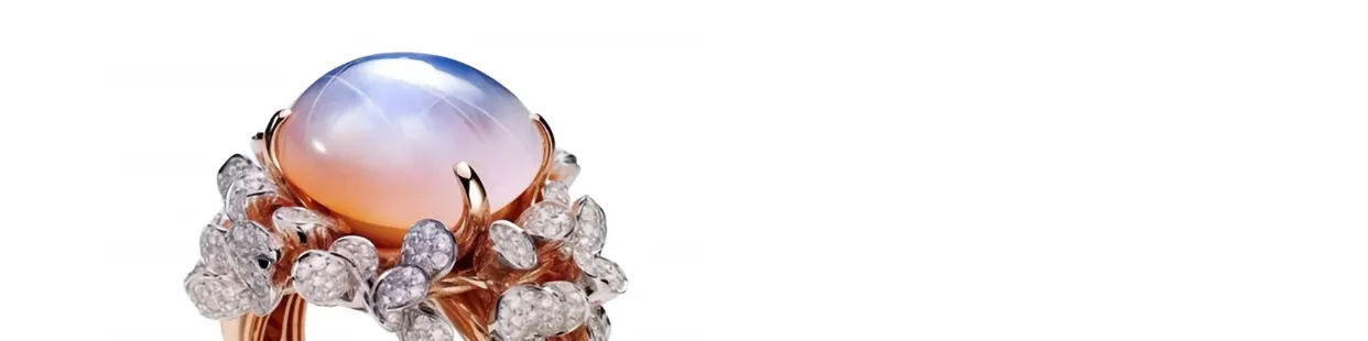 Modelli 3D di gioielli con pietra di luna IA - Design CAD premium per gioiellieri