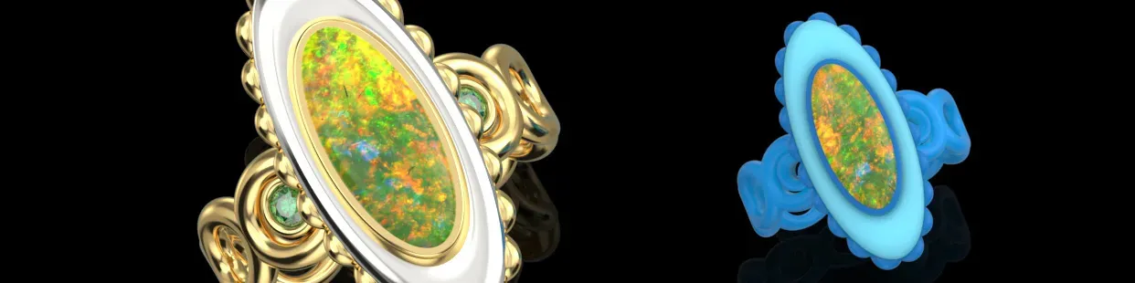 Anneaux  D`Opale 3D.Joaillerie 3D.Design CAO de Bijoux.Bijoux.3D CAO