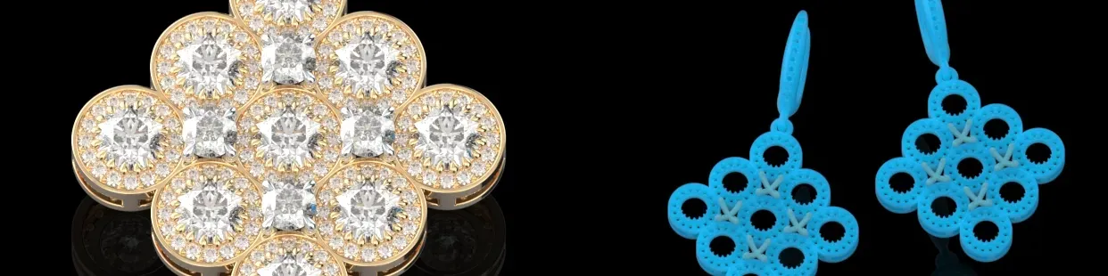 3D Diamond Earrings.Jewelry CAD Design.Jewelry Modeling.3D CAD.3D.
